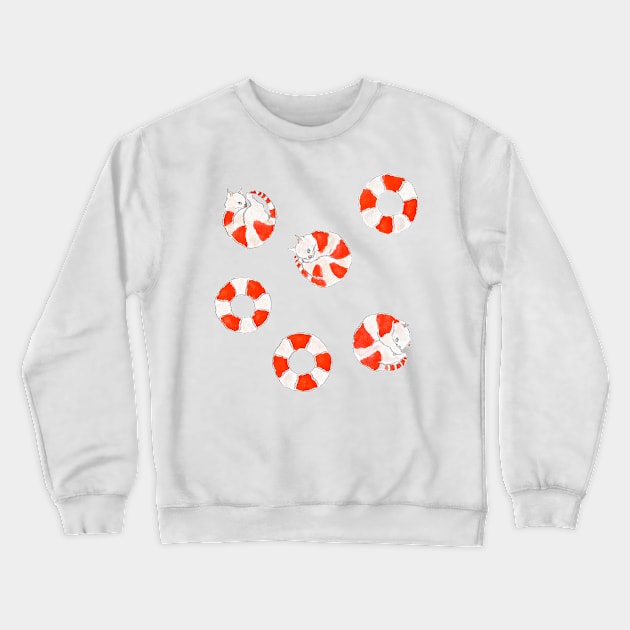 Swim Ring Kittens Crewneck Sweatshirt by TOCOROCOMUGI